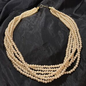 PEARL MULTI STRAND NECKLACE FAUX VINTAGE
